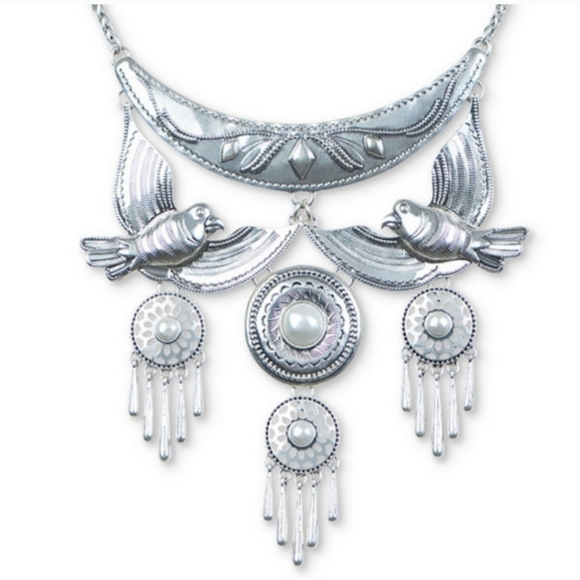 🍀Lucky Brand Bird & Pearl Statement Necklace & Earring  Set - Picture 2 of 7
